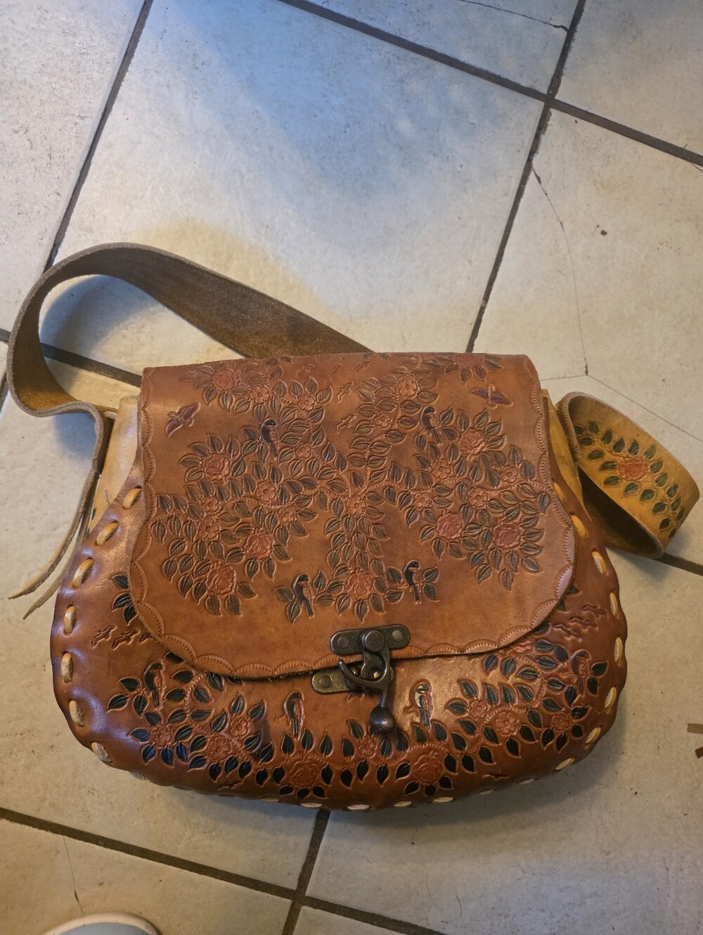 Hand Tooled Hand Sewn Leather Pursep